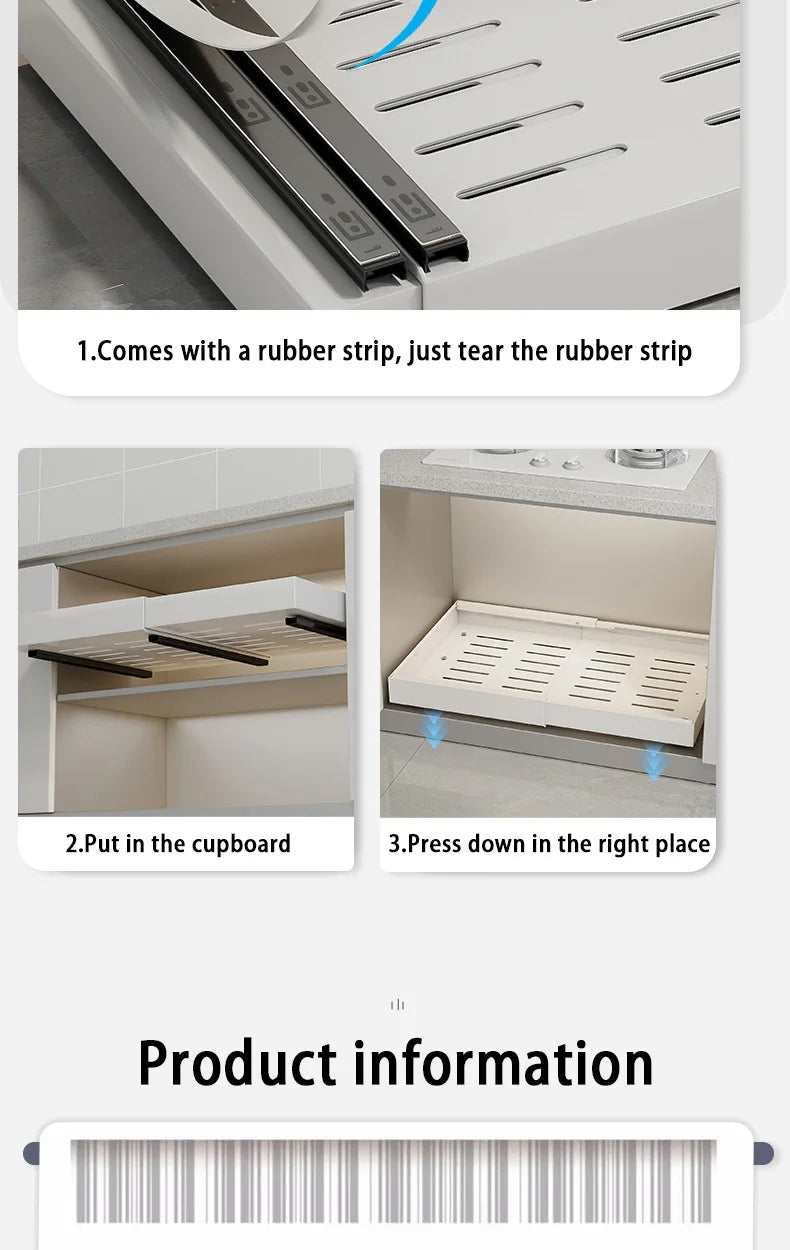 Expandable Pull Out Cabinet Organizer Metal Stick Slide Out  Drawers Storage Kitchen Adjustable Sliding Roll Out Cabinet Shelves