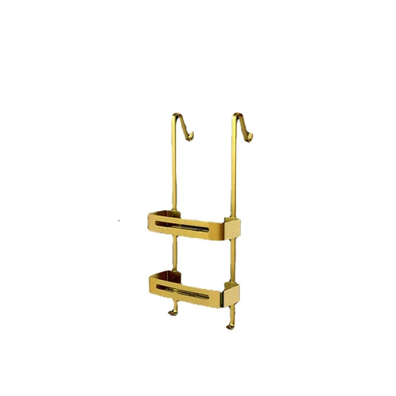 Pull Gold Shower Room Frame Large Capacity Bathroom Double Layer Hanging Basket Without Perforated Wall Hanging Receive Hook