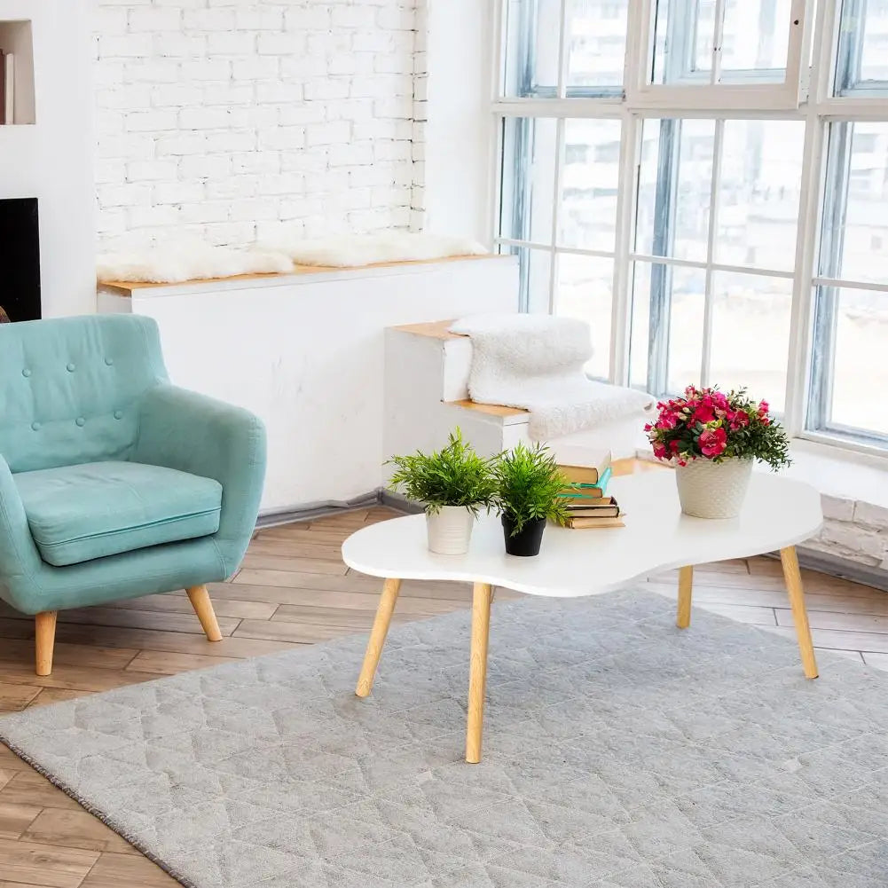 Mid Century Modern Tea Table, Small Coffee Table, Living Room Center Minimalist Display Coffee Table with Cloud Shape