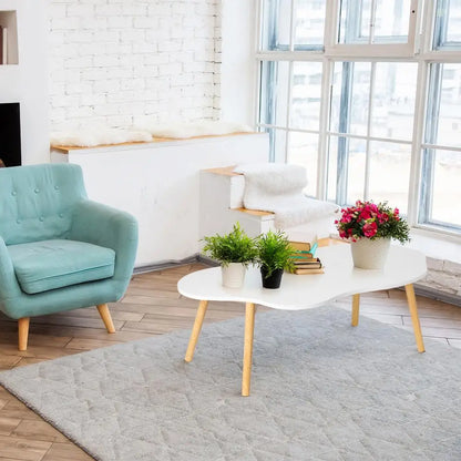 Mid Century Modern Tea Table, Small Coffee Table, Living Room Center Minimalist Display Coffee Table with Cloud Shape
