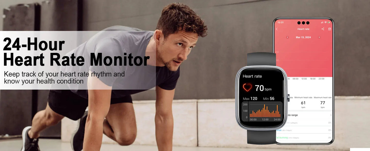 Smart Watch, 1.91" Smartwatch (Answer/Make Call), IP68 Waterproof Fitness Tracker, 110+ Sport Modes, Heart Rate and Sleep Monit