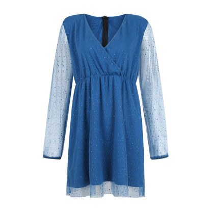 Sexy V-Neck Lace Slim Ruffles Dress