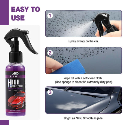 3 In 1 Car Ceramic Coating Spray 100ml Auto Nano Ceramic Coating Car Exterior Scratch Restorer Ceramic Spray Coating