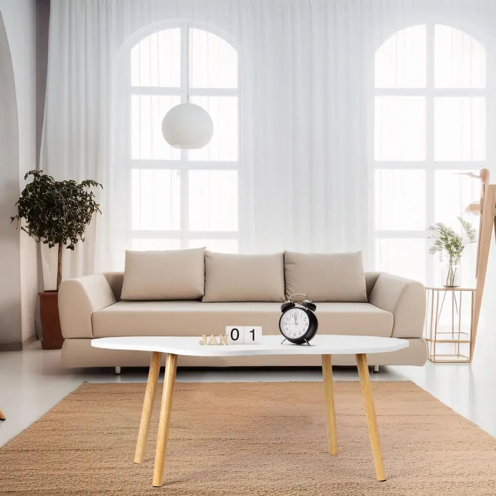 Mid Century Modern Tea Table, Small Coffee Table, Living Room Center Minimalist Display Coffee Table with Cloud Shape