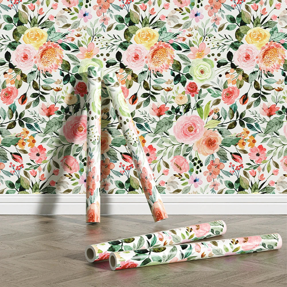 Livingandhome European Countryside Style Floral Wallpaper Roll Self Adhesive