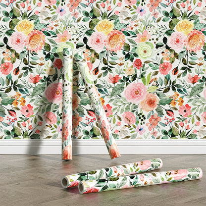 Livingandhome European Countryside Style Floral Wallpaper Roll Self Adhesive