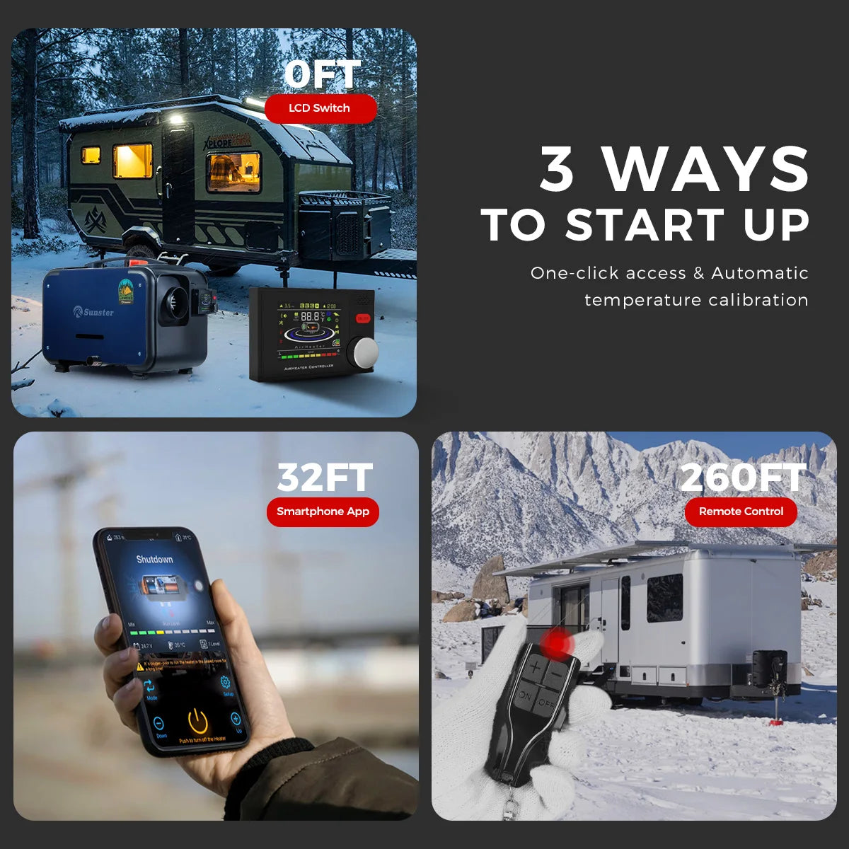 8KW 12V&24V portable Diesel Air Heater bluetooth App & Remote Control Ultra quiet Night Heater for RV car campervan tent home