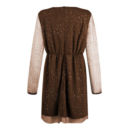 Sexy V-Neck Lace Slim Ruffles Dress