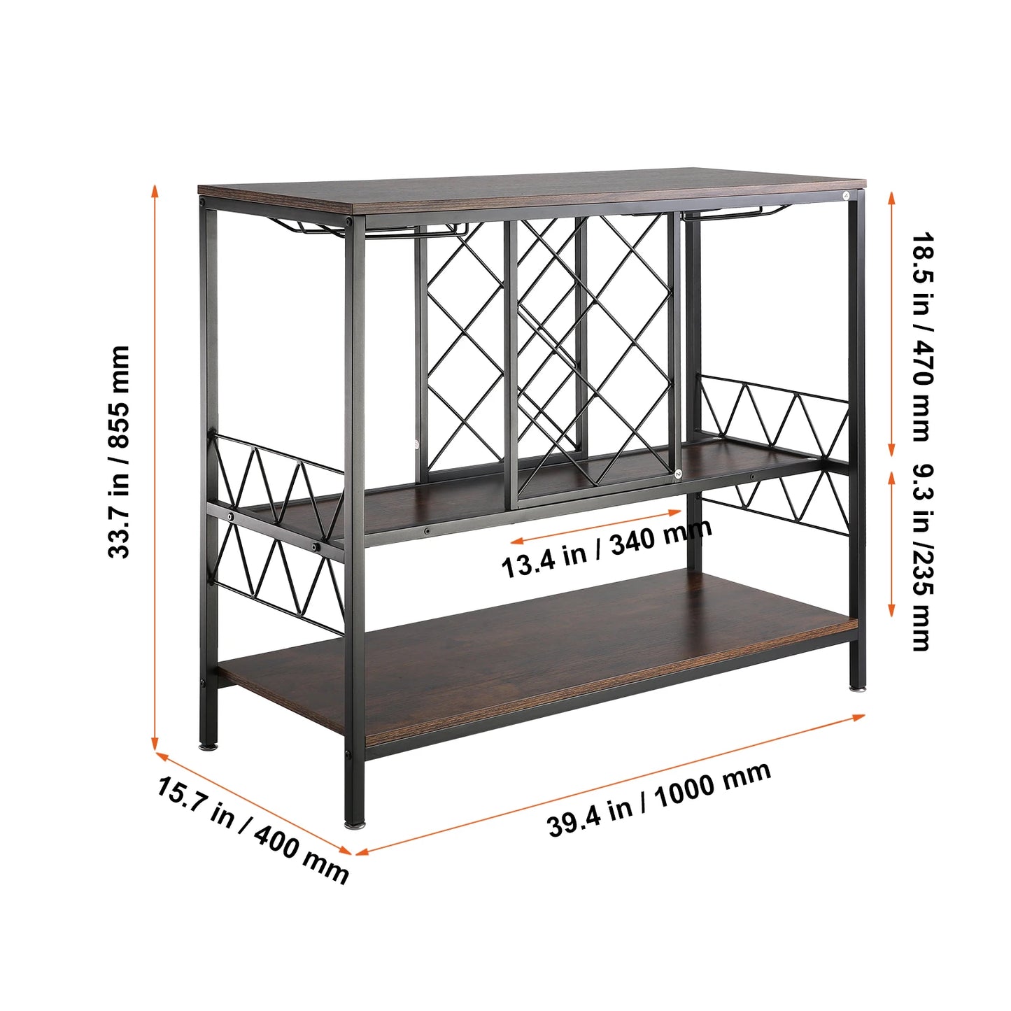 VEVOR Wine Bar Cabinet Wine Table for Liquor & Glasses Freestanding Farmhouse Wood Bar Cabinet Natural