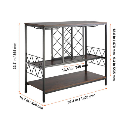 VEVOR Wine Bar Cabinet Wine Table for Liquor & Glasses Freestanding Farmhouse Wood Bar Cabinet Natural