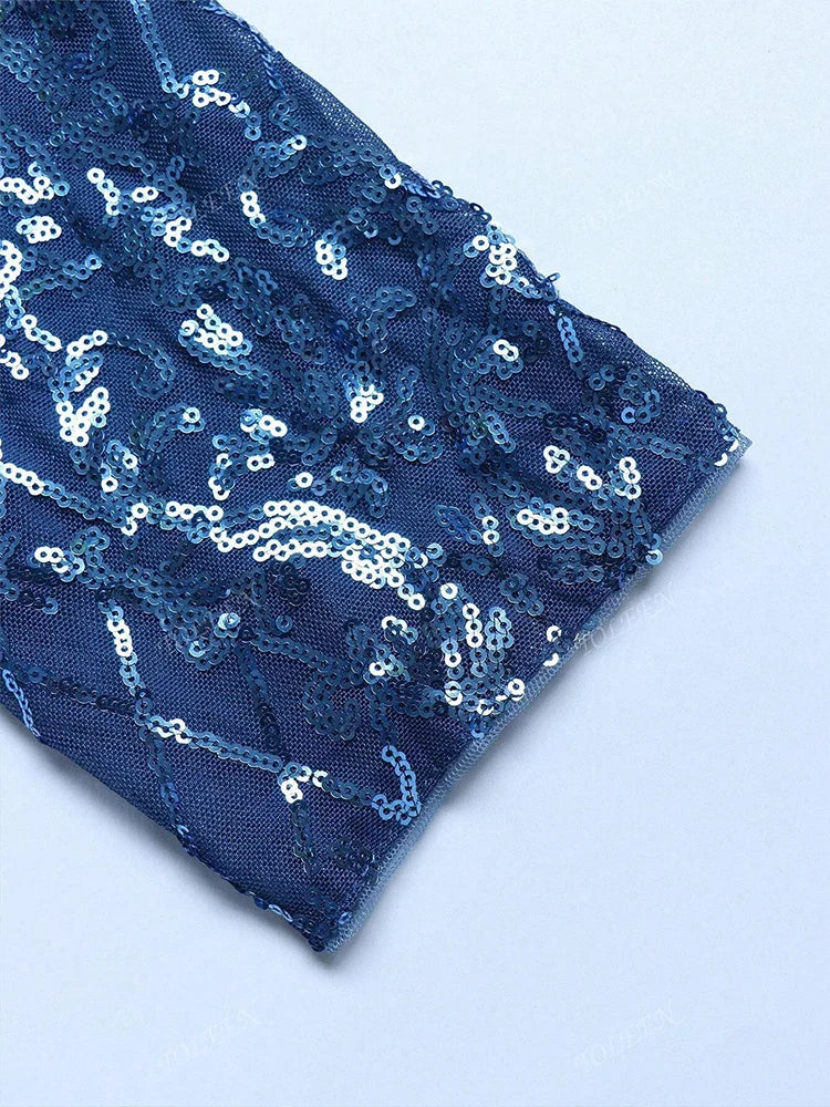 TOLEEN 2024 New Plus Size Twist Knot Long Sleeve Formal Evening Gown Women Luxury Elegant Sequin Plaid Party Prom Maxi Dresses