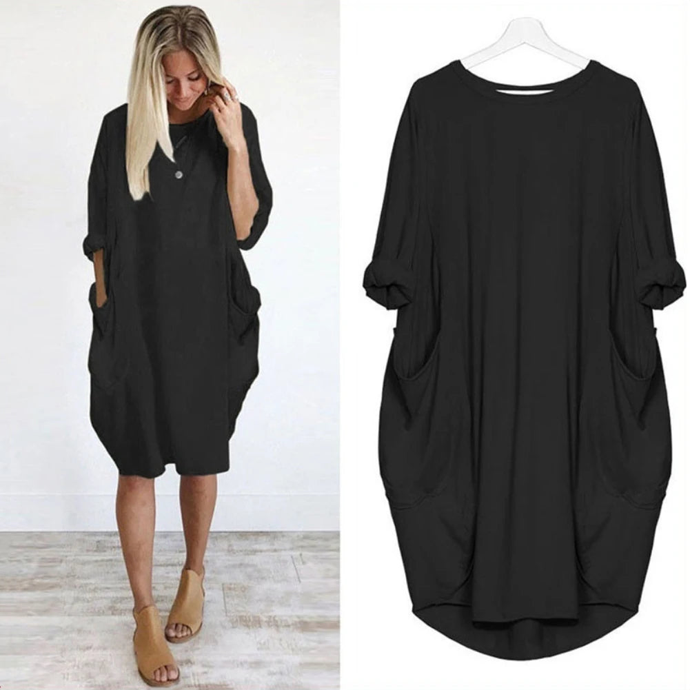 Women's Loose  Long Sleeved Summer Plus Size Dress