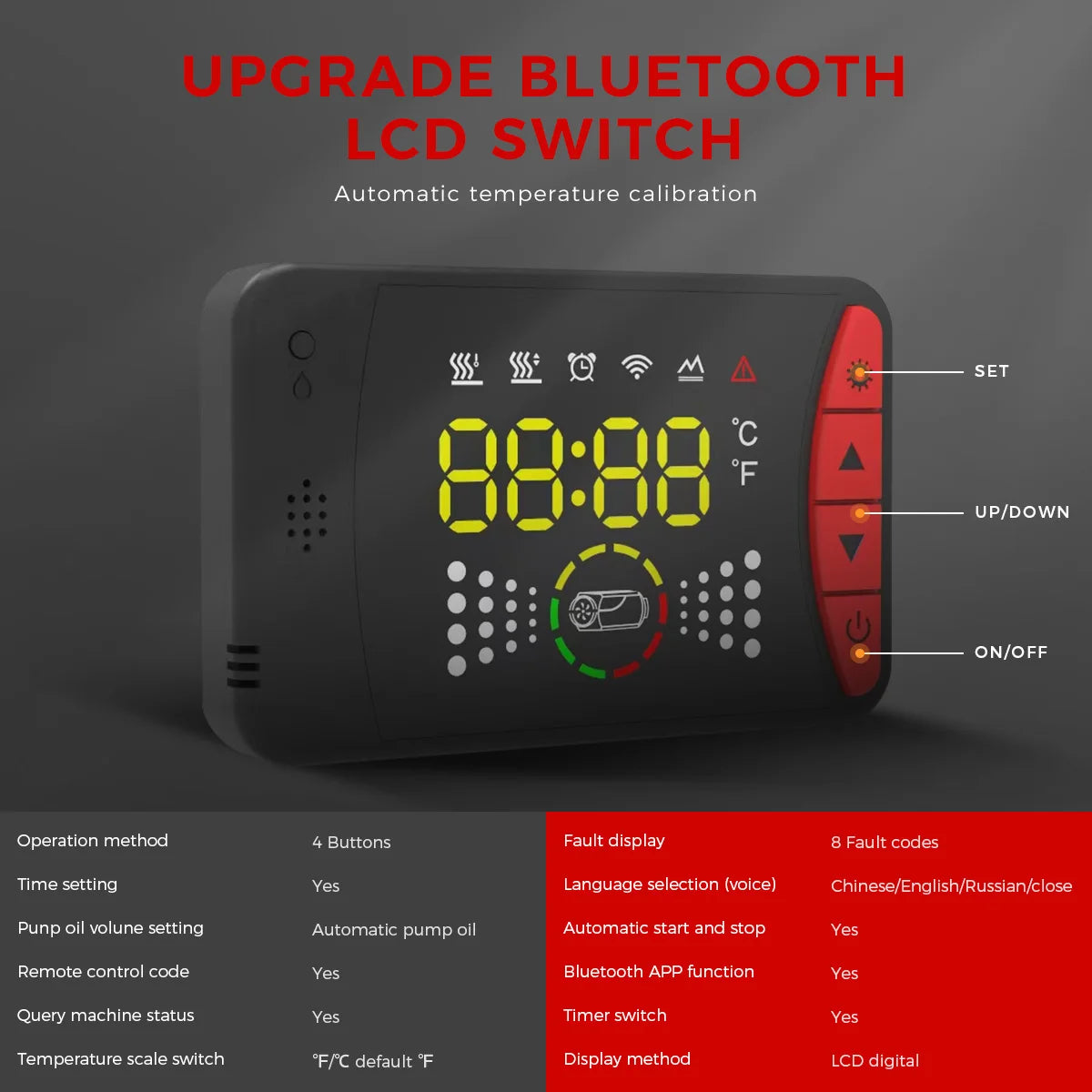 12V 24V 8KW Diesel Air Heater with Bluetooth Control night heater All-in-One with Remote Control &LCD Monitor for Car RV