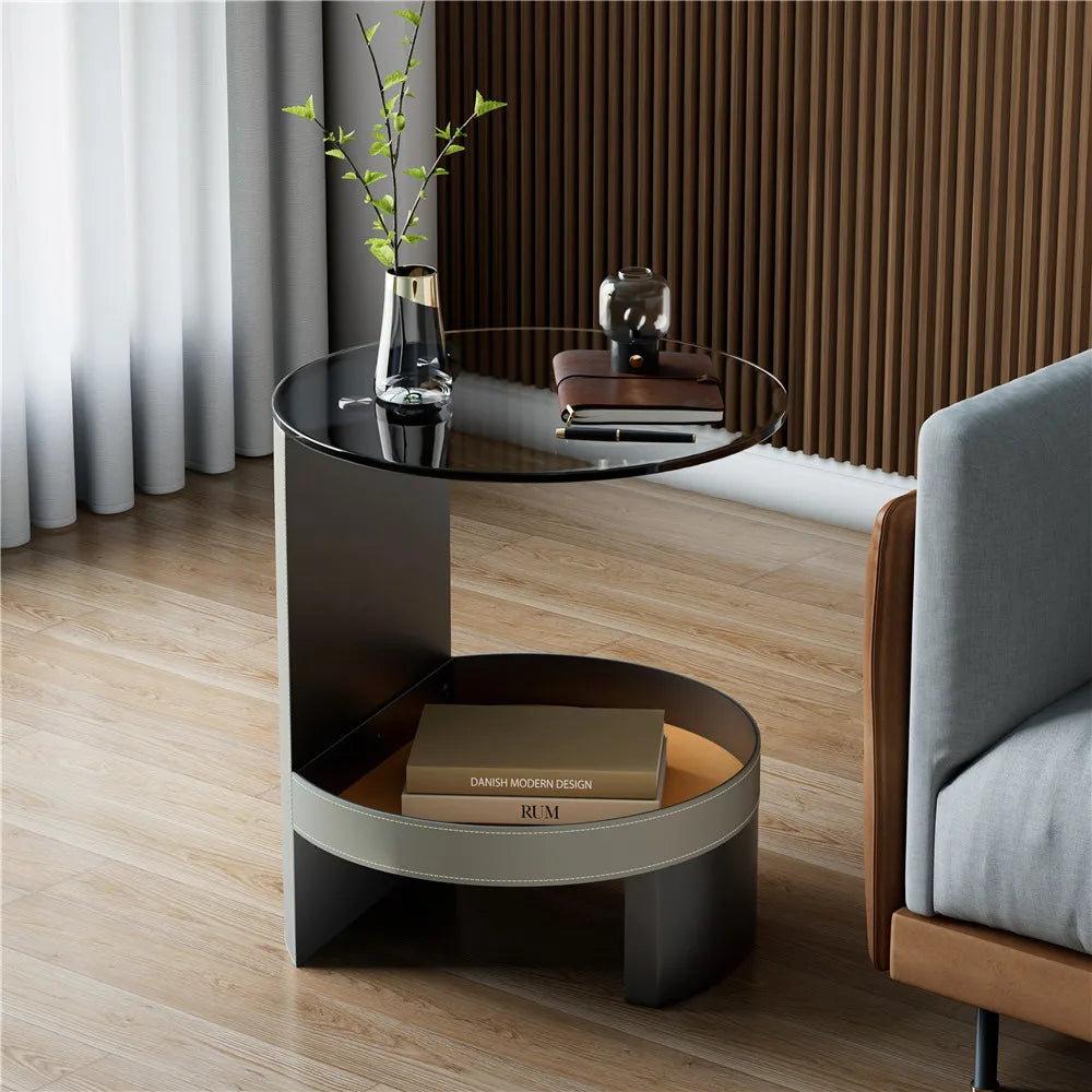 Wisfor Glass Coffee Tables for Living Room Round Coffee Tables Modern Circle Coffee Table for Small Space Home