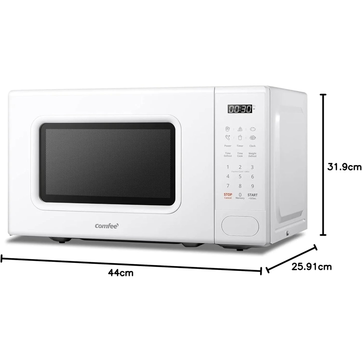 COMFEE 700w 20 Litre Digital Microwave Oven with 6 Cooking Presets, Express Cook, 11 Power Levels, Defrost, and Memory Function