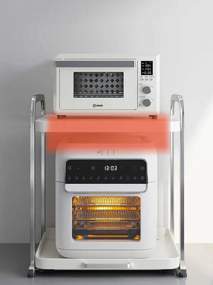 Stainless Steel Pull out Kitchen Countertop Storage Rack Multi Functional Microwave Oven Rice Cooker Oven Organizer Shelf