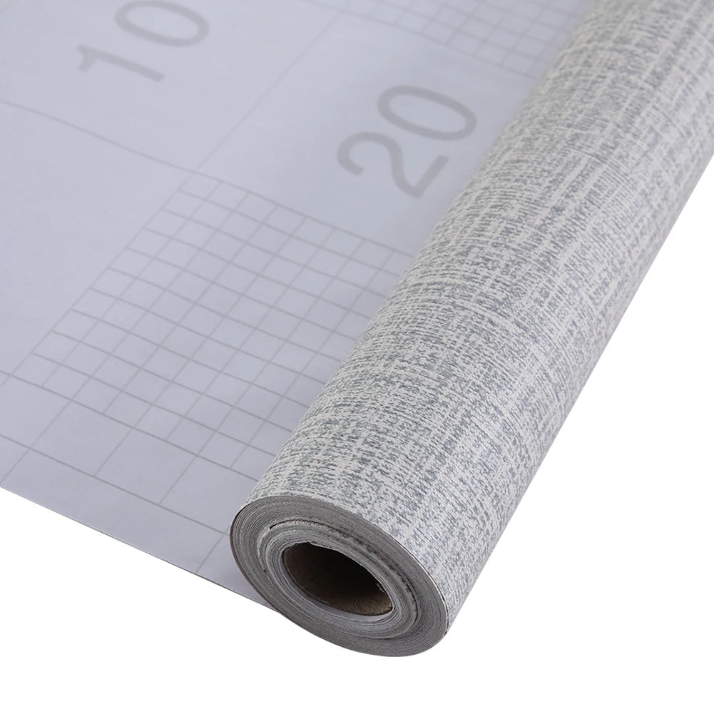 Grey Linen Textured PVC Self-adhesive Wallpaper, Waterproof and Moisture-resistant, 1000cm L x 45cm W
