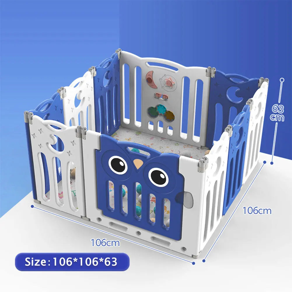 Kids Child Playpen Foldable Safety Gate Fence with Lock, Blue 10 Panels