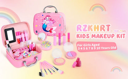 Kids Makeup Sets for Girls Washable Make up Starter Kit Princess Pretend Play Makeup Girls Toys with Cosmetic Bag Birthday Gift