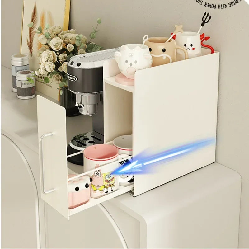 Recommend Cream Wind Dust Mug Storage Shelves Pull Metal Dust Cup Holder Home Kitchen Desktop Coffee Capsule Storage Drawer