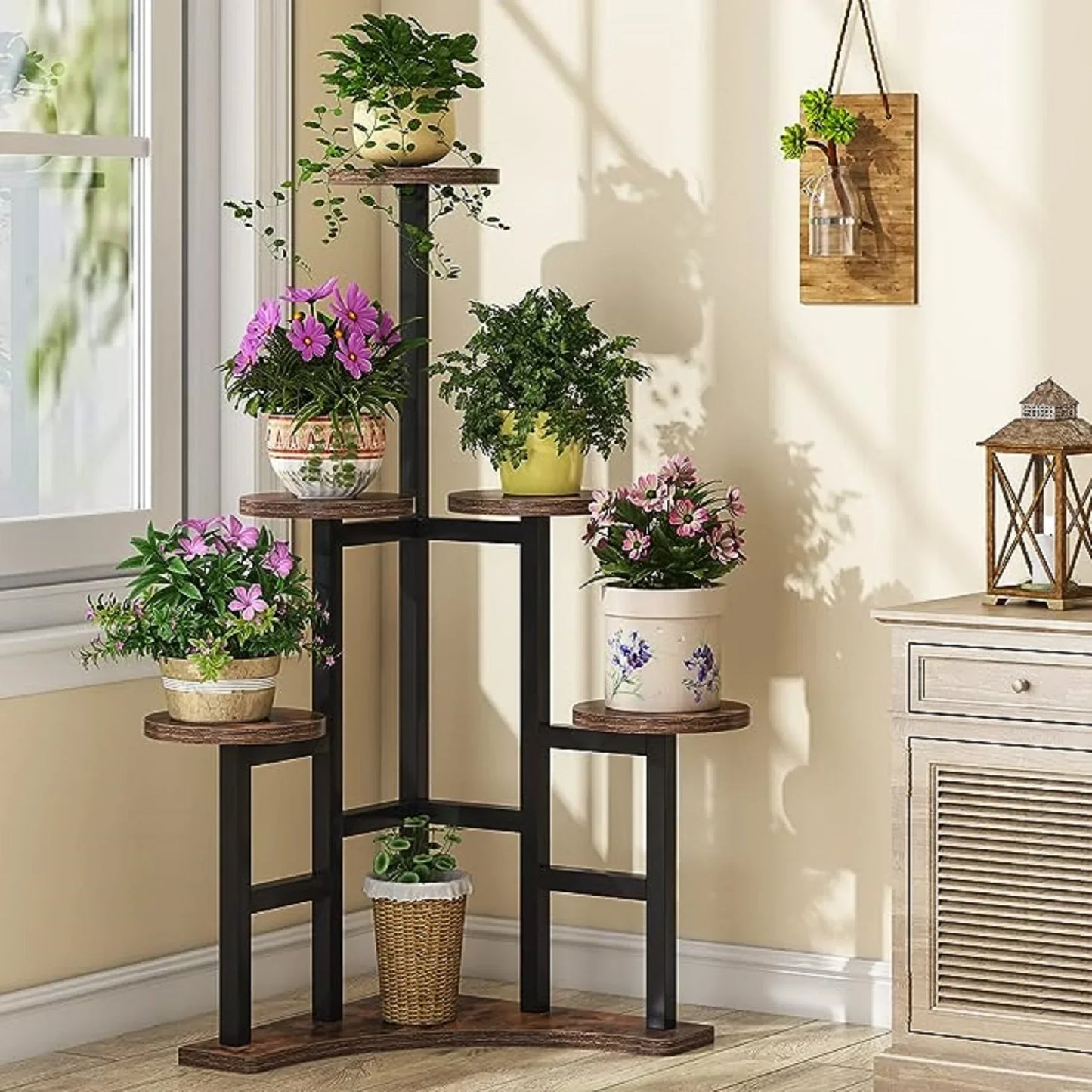 Corner Plant Stand Indoor, 6 Tiered Plant Shelf Flower Stand, Tall Multiple Potted Plant Holder