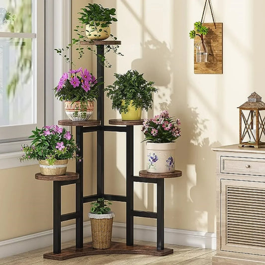 Corner Plant Stand Indoor, 6 Tiered Plant Shelf Flower Stand, Tall Multiple Potted Plant Holder