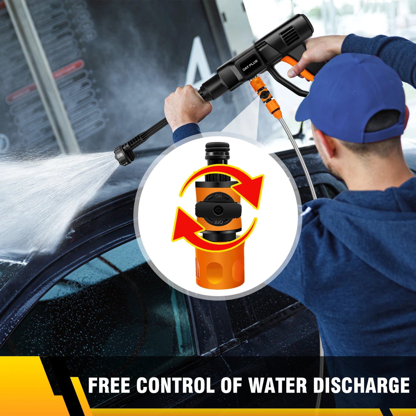 Cordless Pressure Washer 21V 45 Bar Portable Pressure Washer with 2PCS Batteries 6-in-1 Adjustable Nozzle Pressure Cleaner