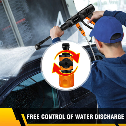 Cordless Pressure Washer 21V 45 Bar Portable Pressure Washer with 2PCS Batteries 6-in-1 Adjustable Nozzle Pressure Cleaner