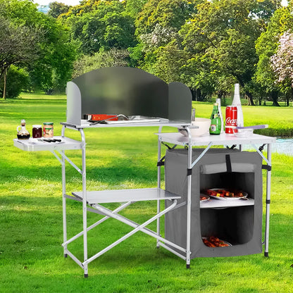 Outdoor Protable Camp Kitchen with Zippered Storage