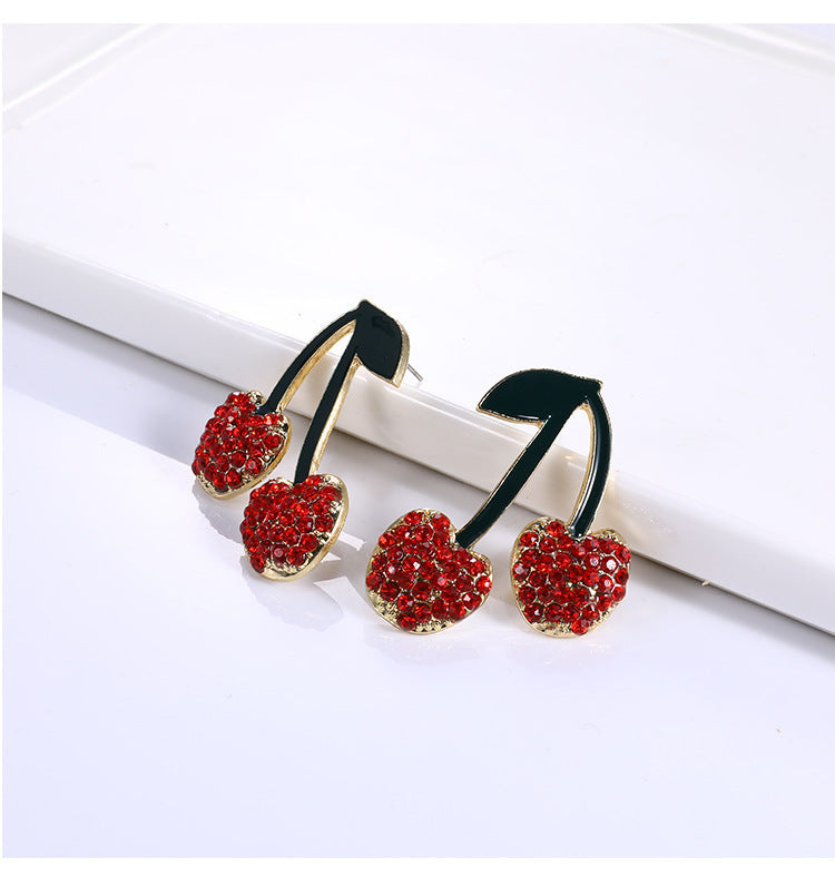 Female Summer Alloy Cherry-shaped Earrings