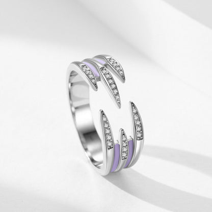S925 Silver High-grade Enamel Open Ring Personalized Ins Style Stackable