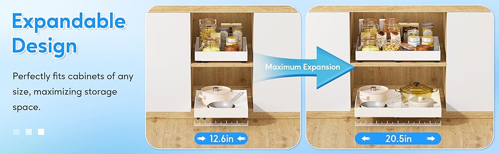 Pull Out Kitchen  Storage Rack Cabinet Organizer Expandable Heavy Duty Slide Out Drawers  for Kitchen,Bathroom,Pantry Organizer