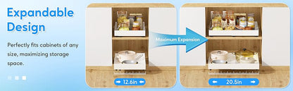 Pull Out Kitchen  Storage Rack Cabinet Organizer Expandable Heavy Duty Slide Out Drawers  for Kitchen,Bathroom,Pantry Organizer