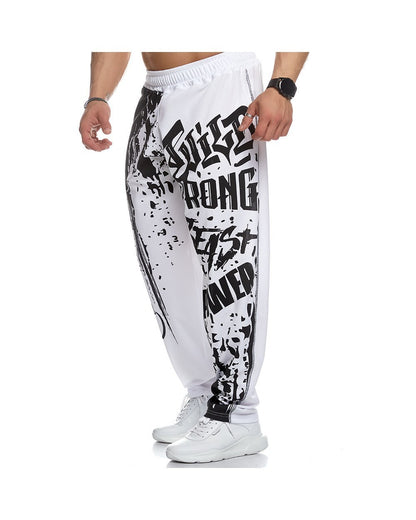 Men's Sports Workout Casual Loose Quick Dry Printed Trousers