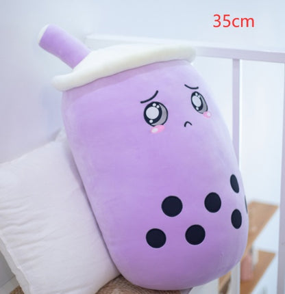 Cute Fruit Drink Plush Stuffed Soft Strawberry Milk Tea Plush Boba Tea Cup Toy Bubble Tea Pillow Cushion Kids Gift