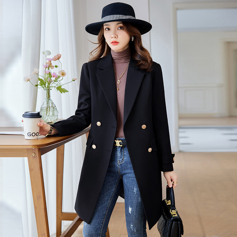 Autumn And Winter New Fashion Mid-length Suit Trench Coat