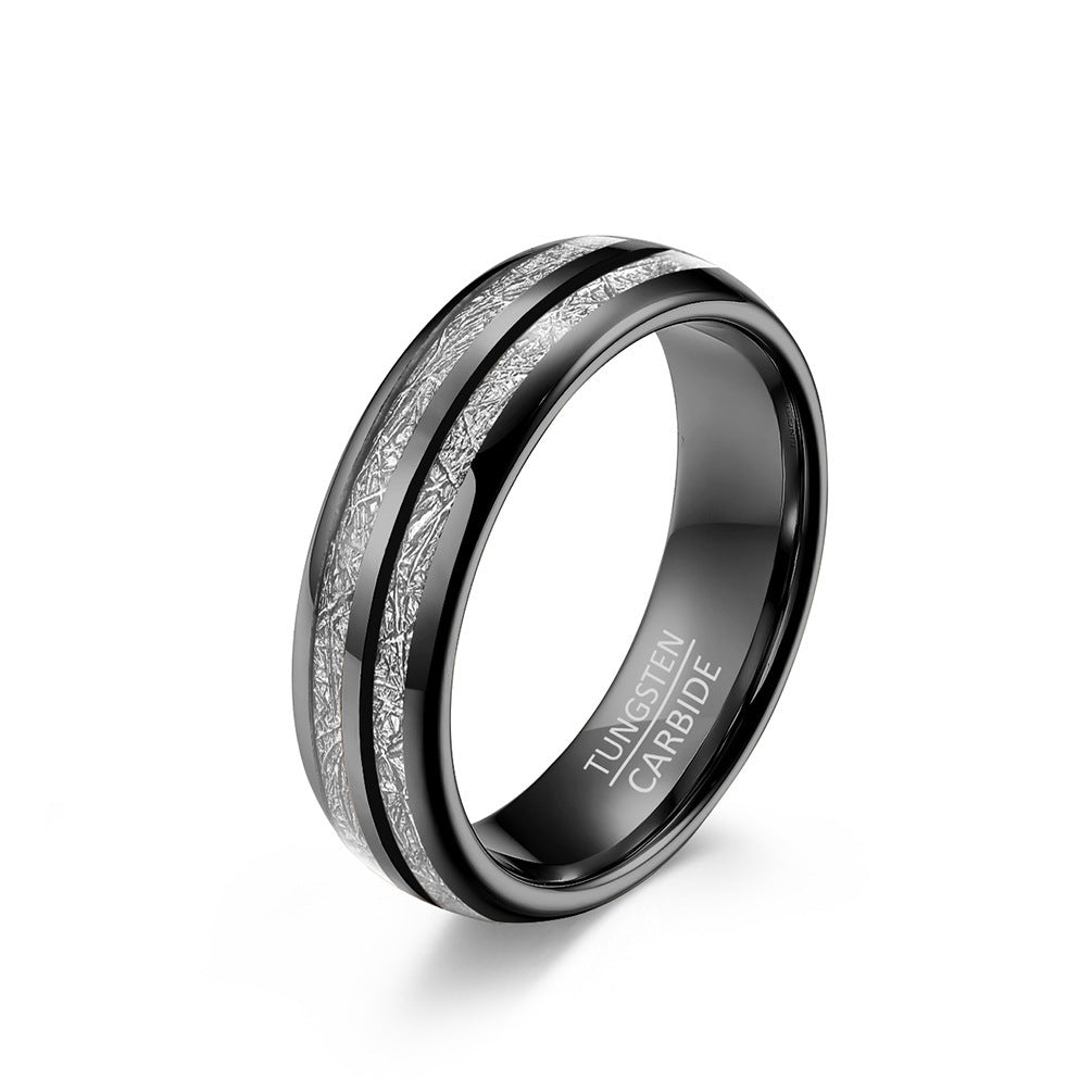 Double Slot Embedded Ice Silk Tungsten Ring Men And Women Couple