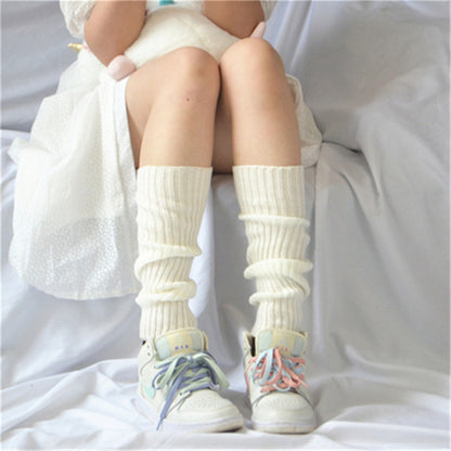 Candy Color Japanese Solid Color Bunching Socks