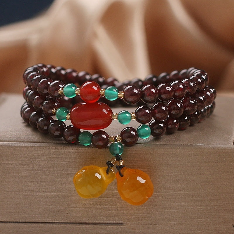 Natural Garnet Bracelet Women Lucky Beads