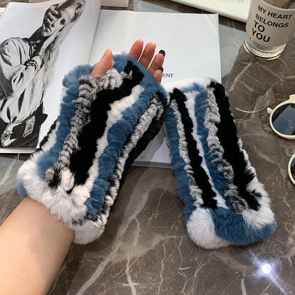 Sweet Warm And Thickened Rex Rabbit Fur Gloves