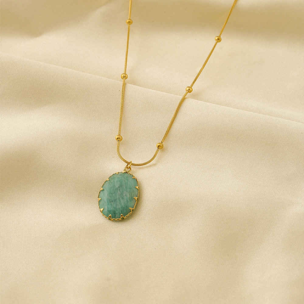 18K Gold Stainless Steel Turquoise Necklace