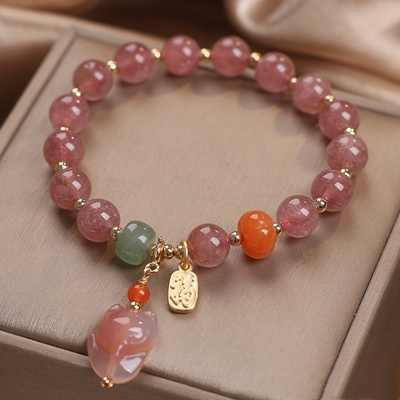 Attracting Male Transfer Natural Strawberry Quartz Bracelet