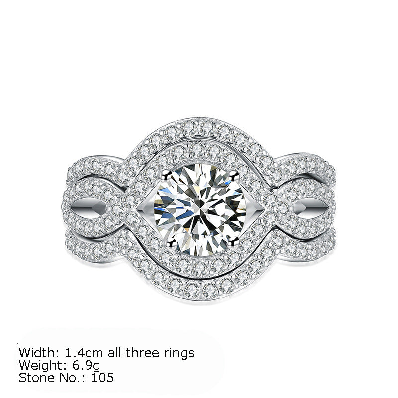 New 925 Sterling Silver Ring Women's Combination Ring Set