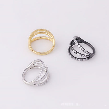 European And American Trendy Piercing Nose Studs Stainless Steel Three-row Seamless Closed Ring Nose Ring