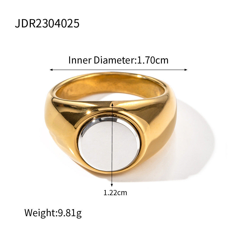 18K Gold Plated White Shell Stainless Steel Ring