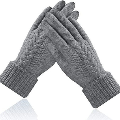 Autumn And Winter Jacquard Dark Gray Warm Touch Screen Magic Gloves