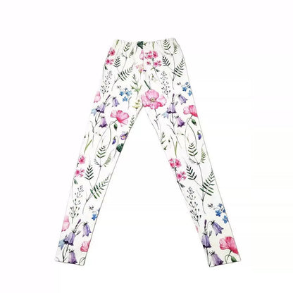 Flower Print Elastic Waist Hip Raise Skinny Casual Leggings