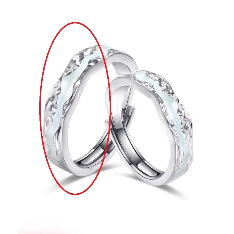 S925 Sterling Silver Light Year Couple Couple Rings Luminous Cold Aurora Luminous Open Men And Women Enamel