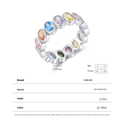 S925 Sterling Silver New Style Original Color Oval Zircon Stackable Ring