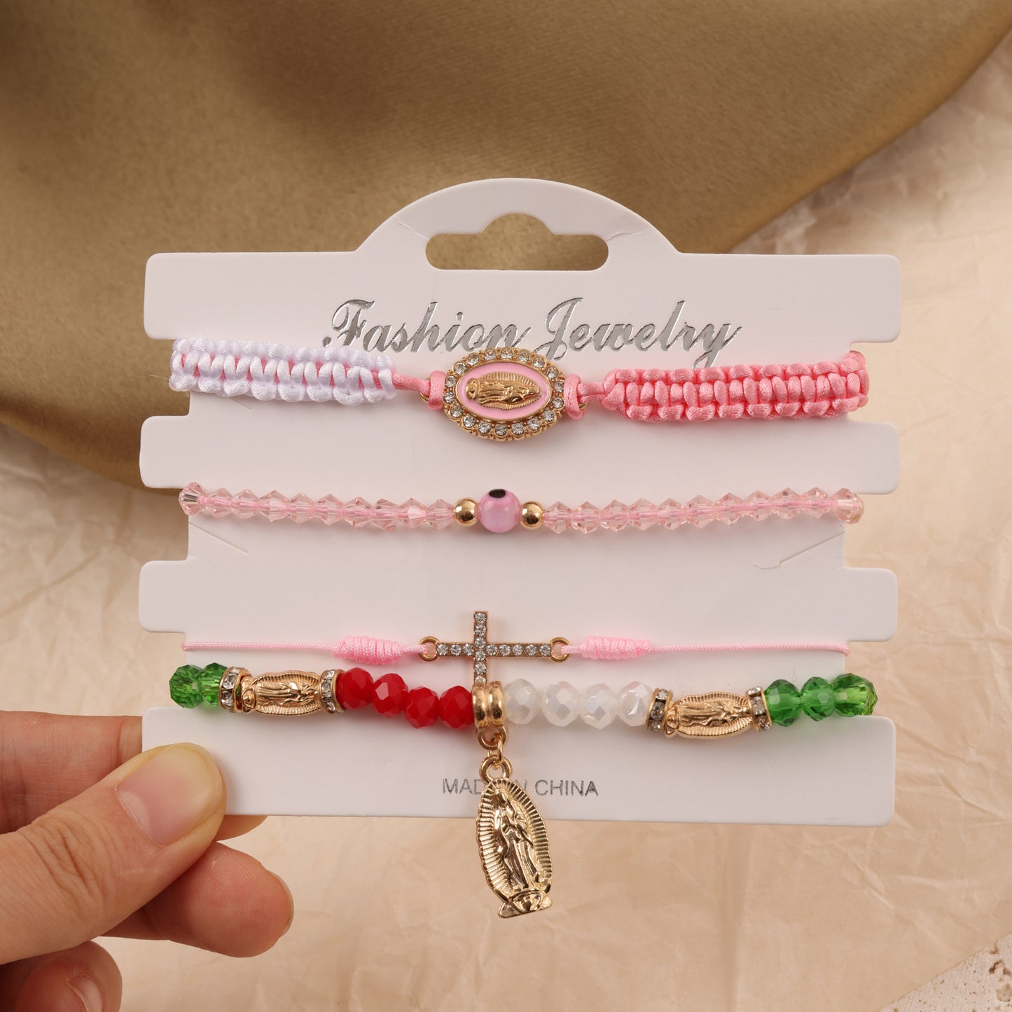 Cross Border Hot Selling Four Piece Set Of Bohemian Style Virgin Mary Beaded Rope Set Bracelet